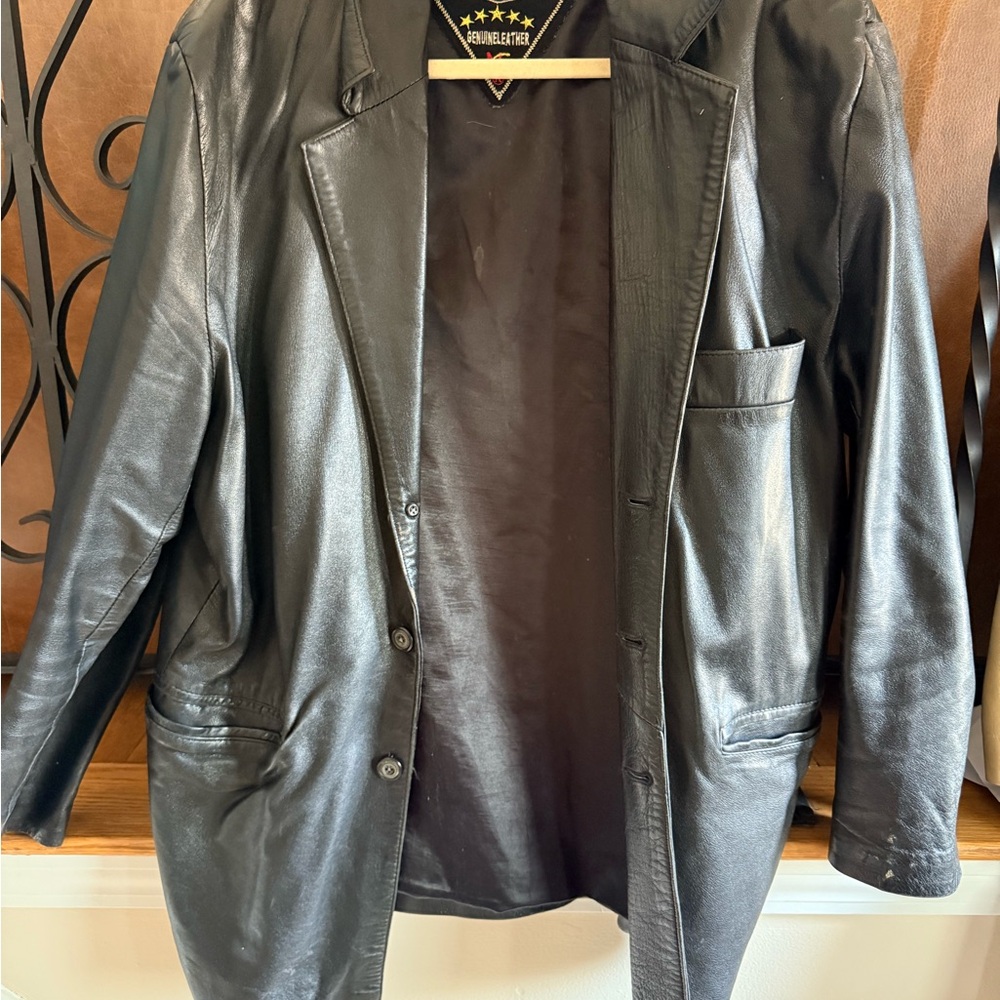 Genuine Leather Black Women's Blazer Jacket